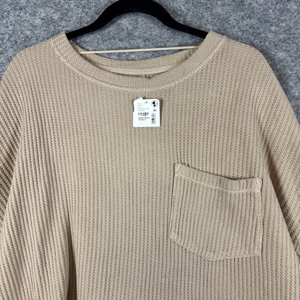 We The Free Tan Waffle Knit Long Sleeve Top Size S Casual Boho Layering - Picture 4 of 13